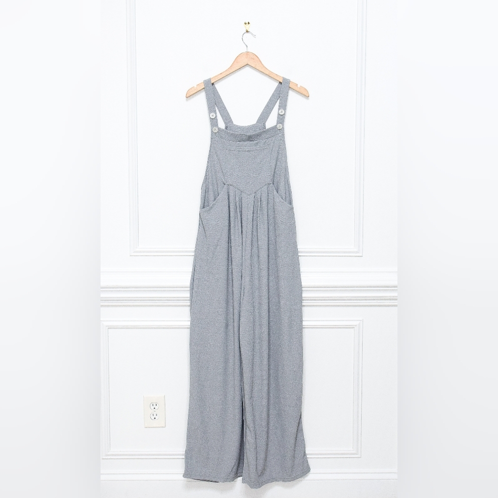 NWT Halara Adjustable Strap Wide Leg Overalls Gray Pockets Size M - Picture 3 of 9